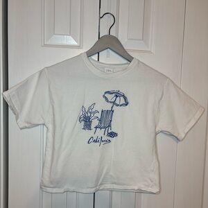 Zara White Tee with Blue California Graphic